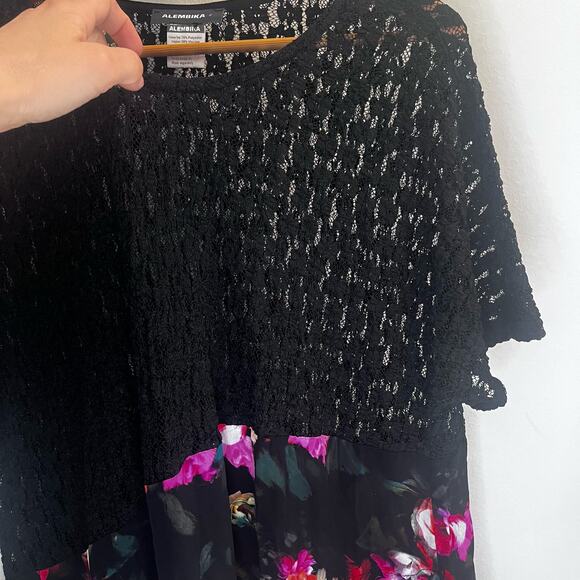 Alembika Adaline Floral Tiered Maxi Dress Size (2) Medium Oversized Artsy Lace - Picture 8 of 11